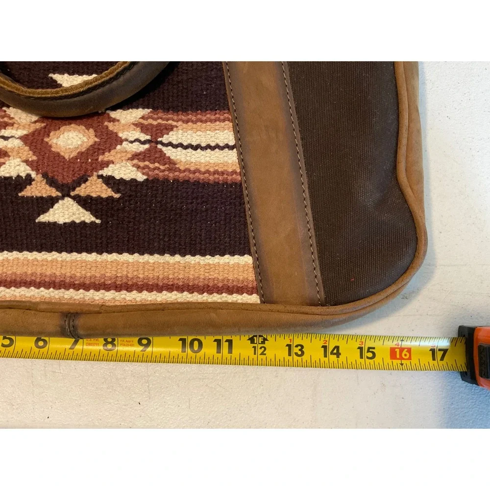 STS Ranchwear Messenger Bag Brown Leather Canvas Serape Laptop Briefcase Case